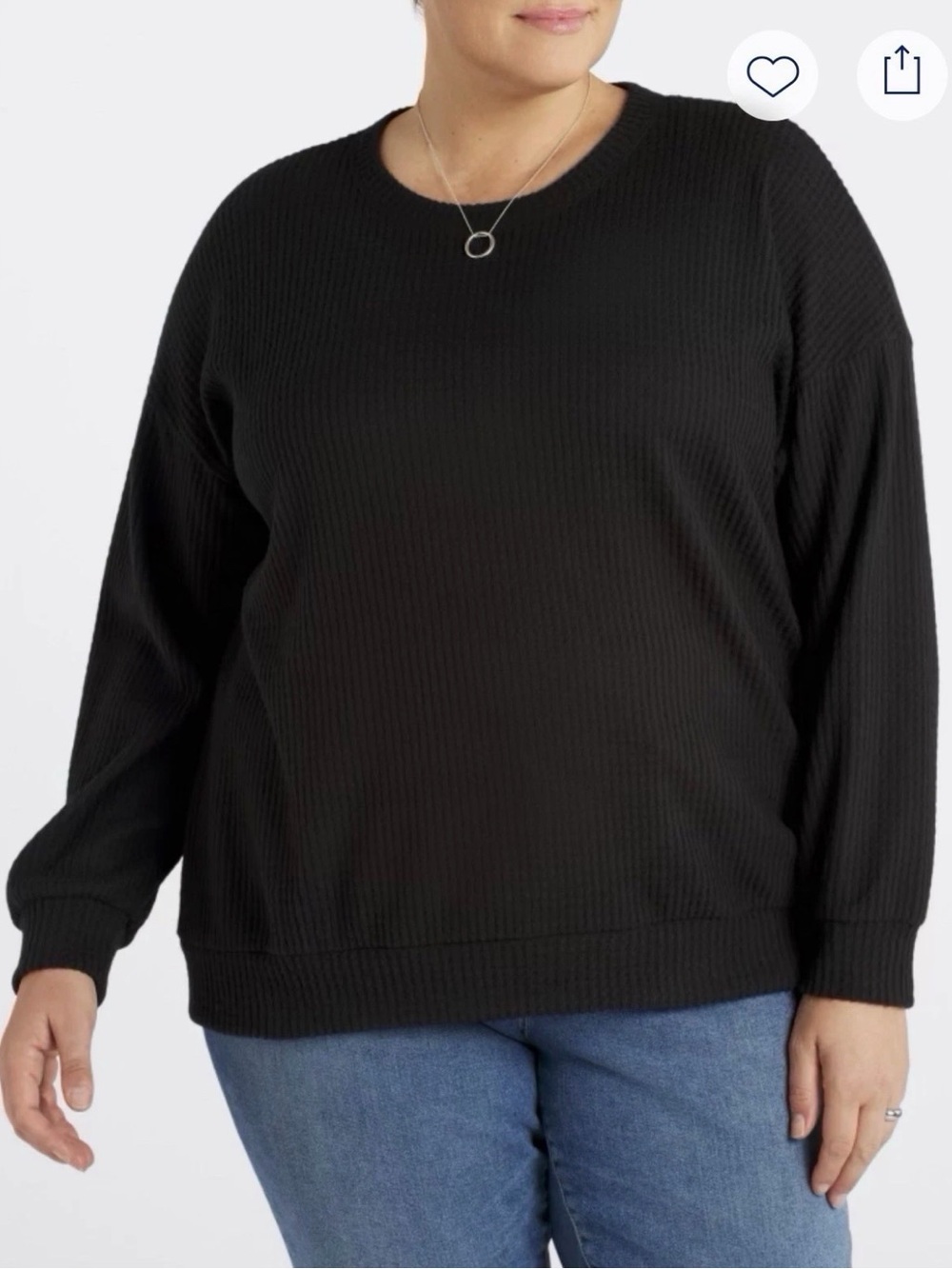 Stitch Fix NINE BRITTON Madrona Waffle Knit Top Black  3x - NWT